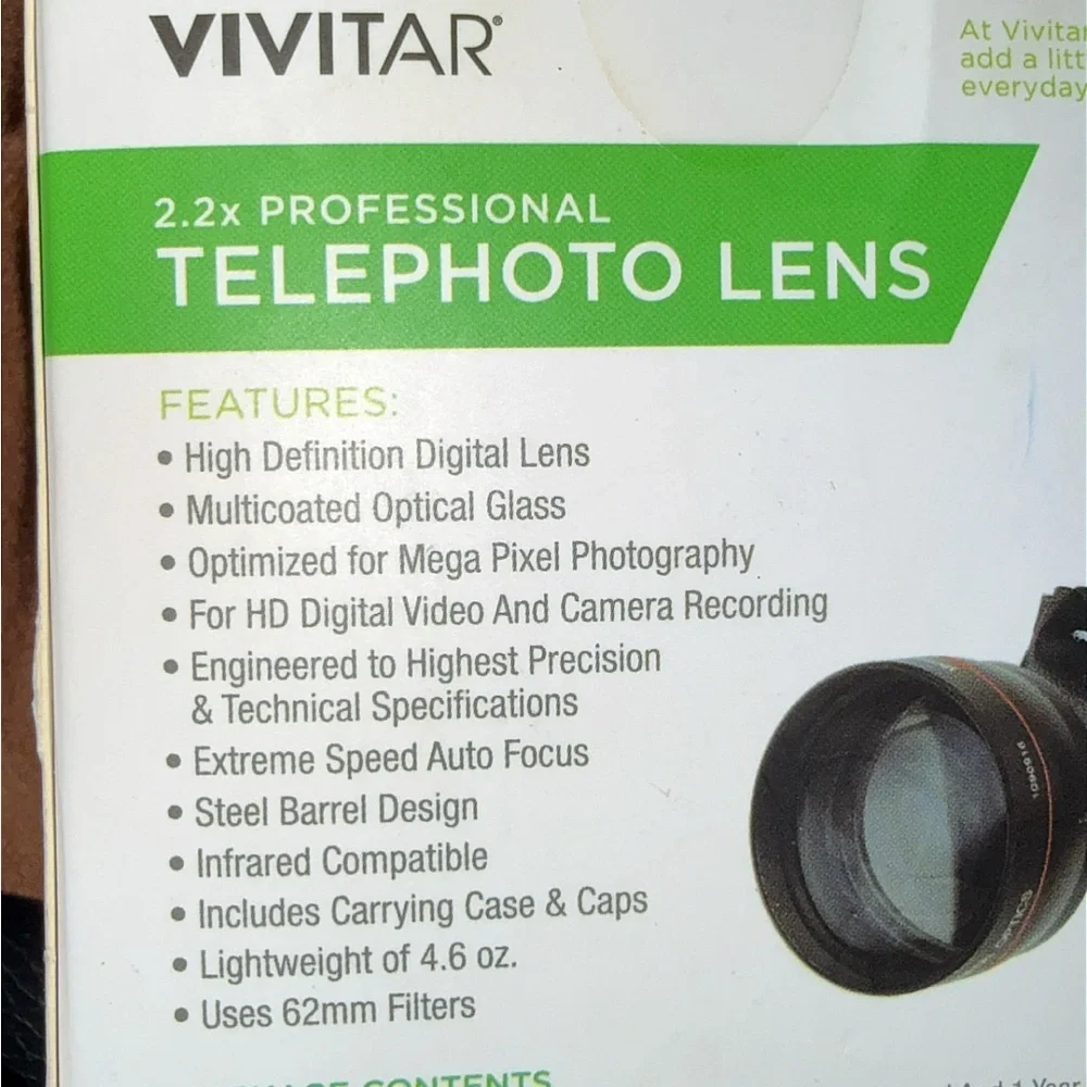 Hi-Def 2.2x Telephoto Lens For Vivitar digital camera  58mm